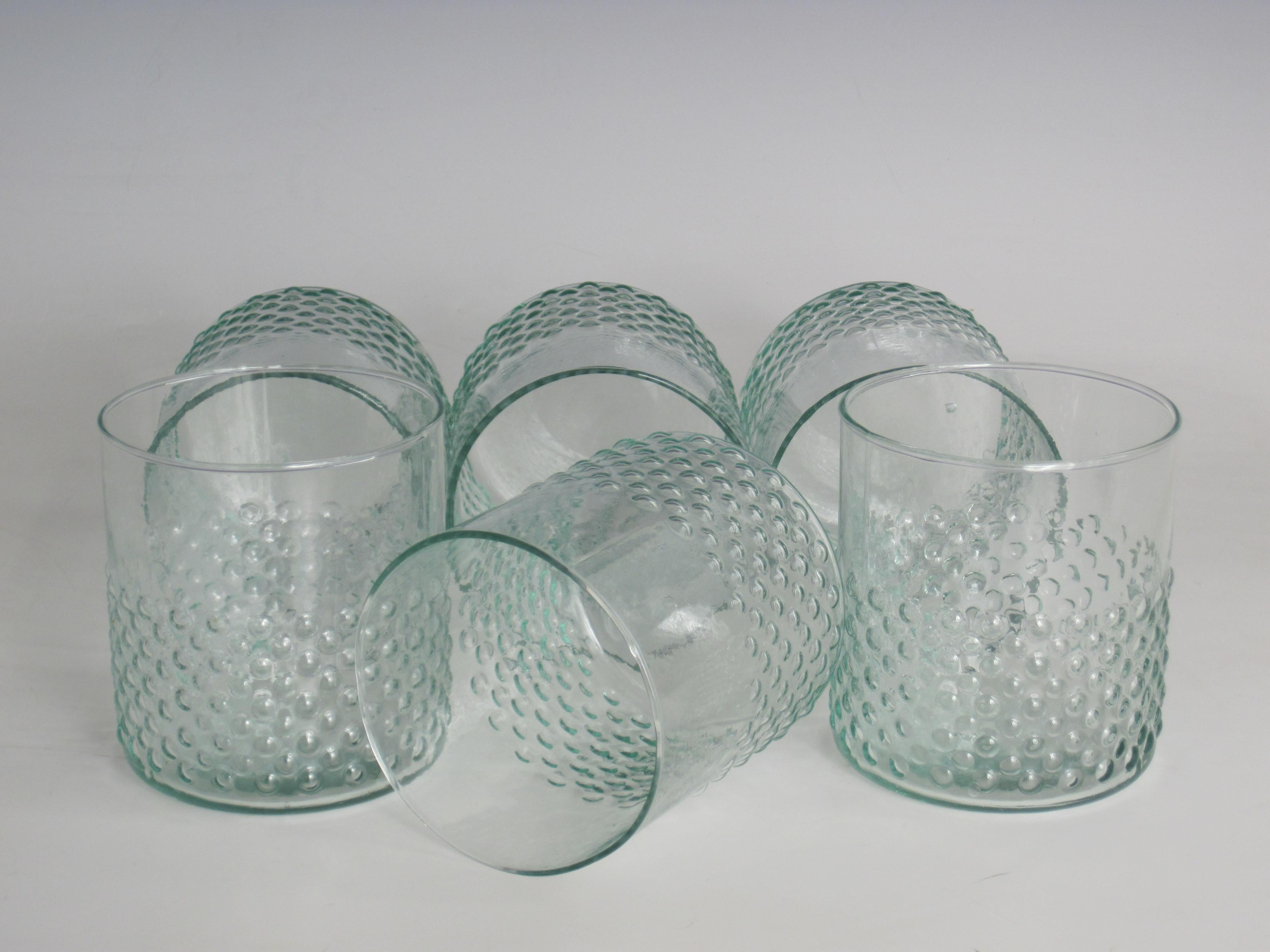 Recycled Glass Dotty Lowball Tumbler Set of Six In Good Condition For Sale In Ferndale, MI
