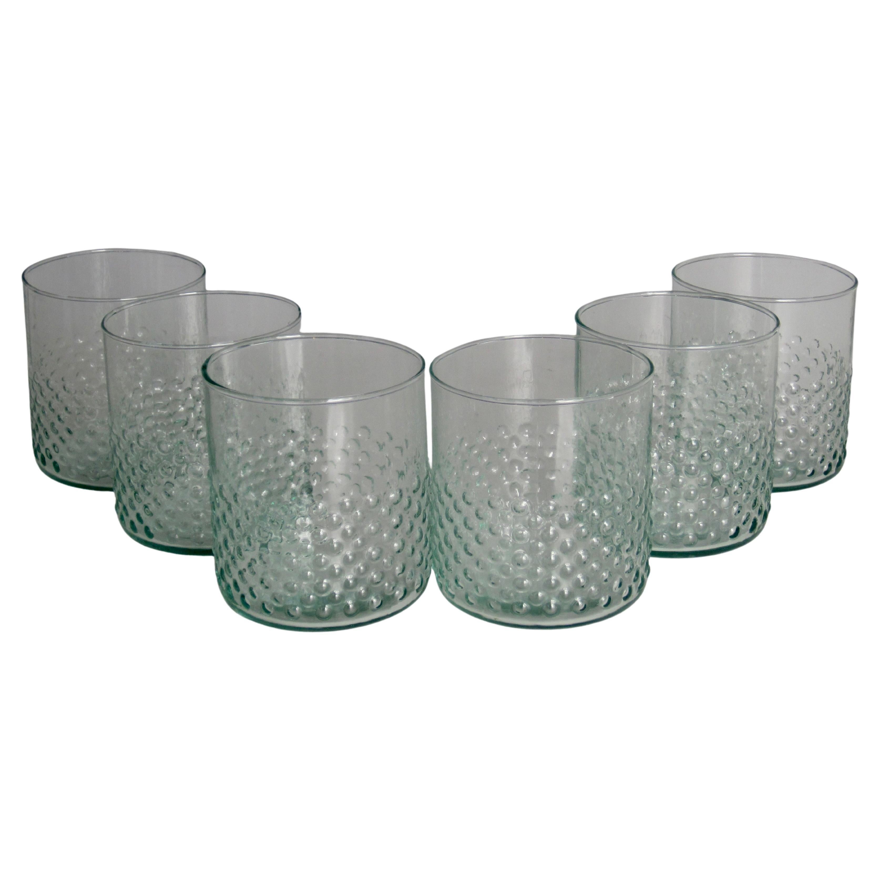 Recycled Glass Dotty Lowball Tumbler Set of Six