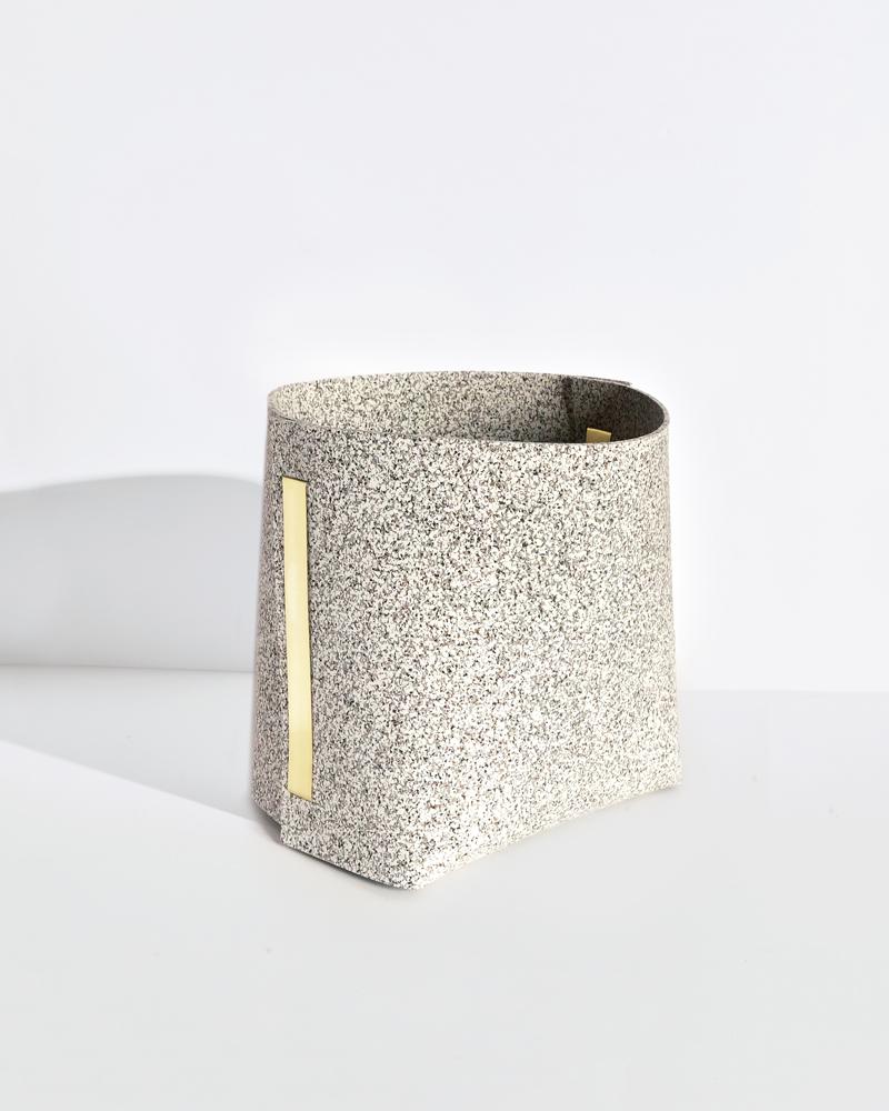 Contemporary Recycled Rubber and Brass Bin by Slash Objects