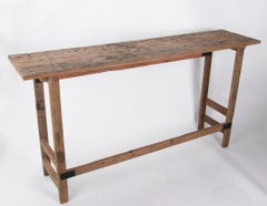 Recycled Simple Wooden Console in Brown Tone