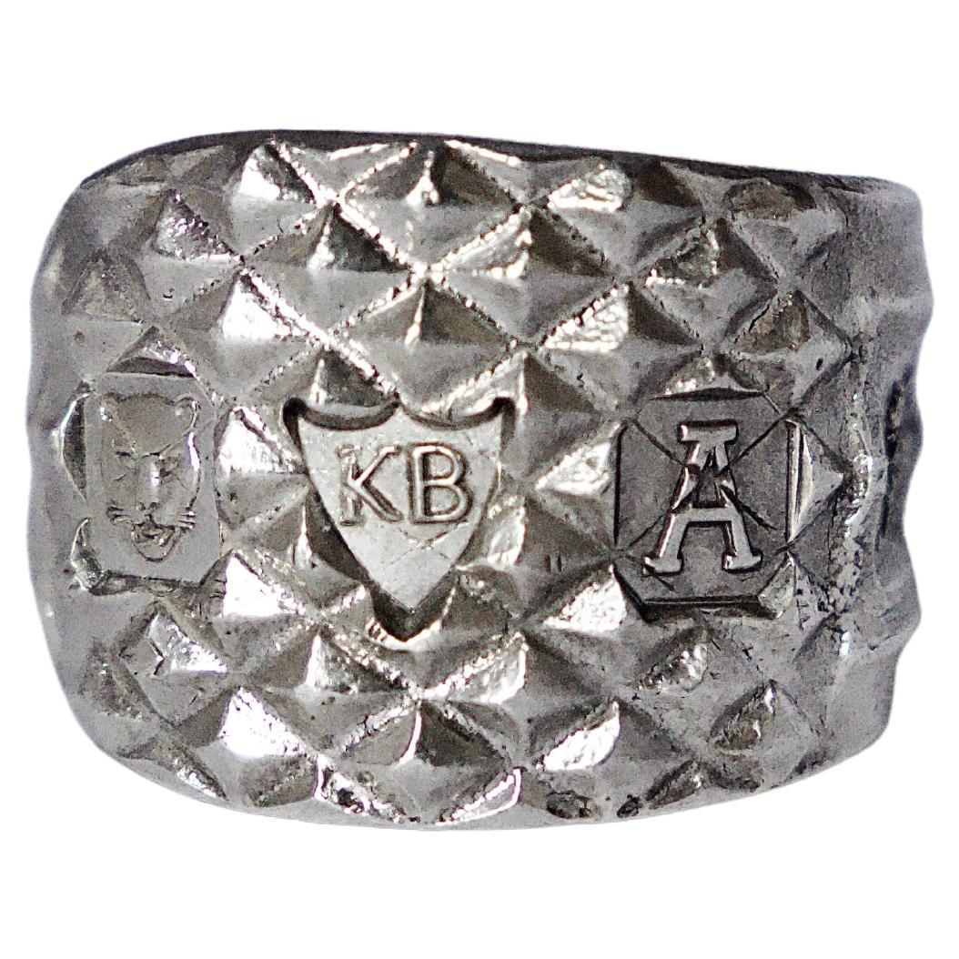 Recycled Sterling Silver Heavy Stud Ring by Karthur Studio in vendita