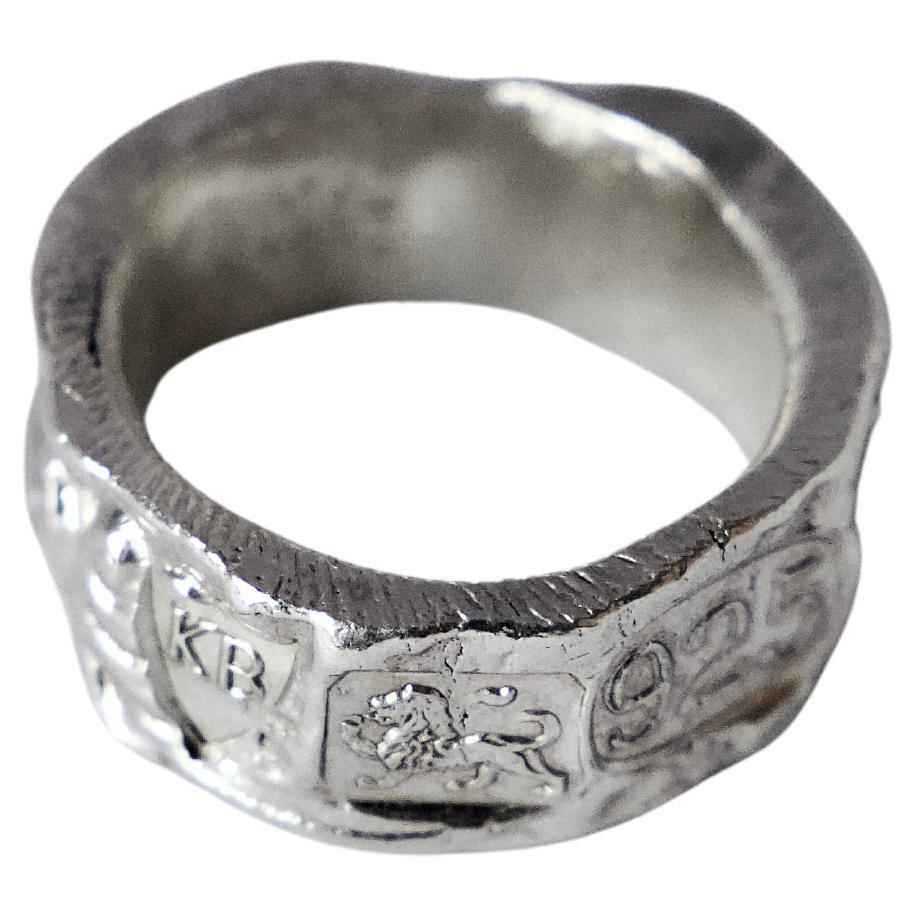 Recycled Sterling Silver Petrified Ingot Band by Karthur Studio
