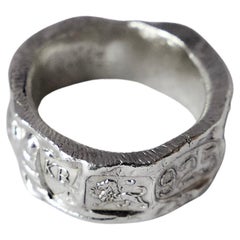 Recycled Sterling Silver Petrified Ingot Band by Karthur Studio