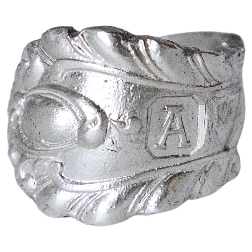 Recycled Sterling Silver Petrified Ring by Karthur Studio in vendita