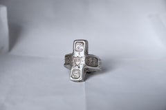 Recycled Sterling Silver Stone Cross Ring by Karthur Studio