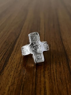 Recycled Sterling Silver Stone Cross Ring by Karthur Studio