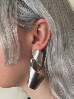 Recycled Sterling Silver Tape Twirl Earrings by Karthur Studio