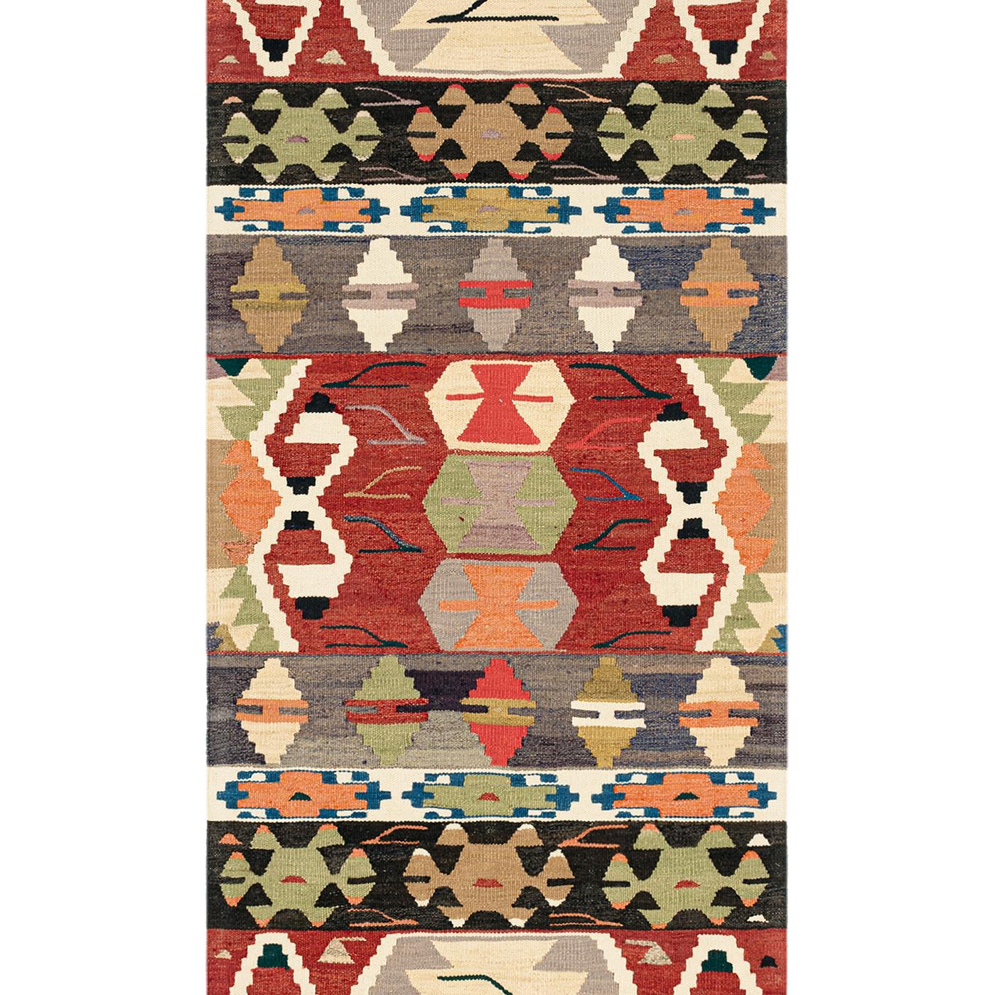 Recycled Yarn Kilim No.01 Runner Original Flatweave Rug by Knots Rugs In New Condition For Sale In London, GB