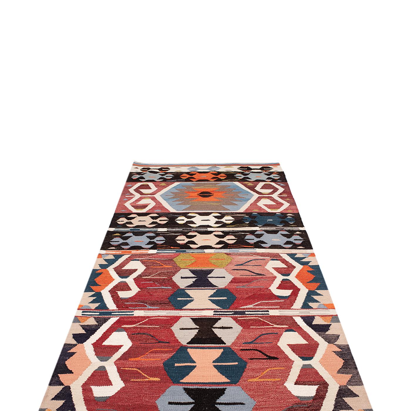 Turkish Recycled Yarn Kilim No.02 Runner Original Flatweave Rug by Knots Rugs For Sale