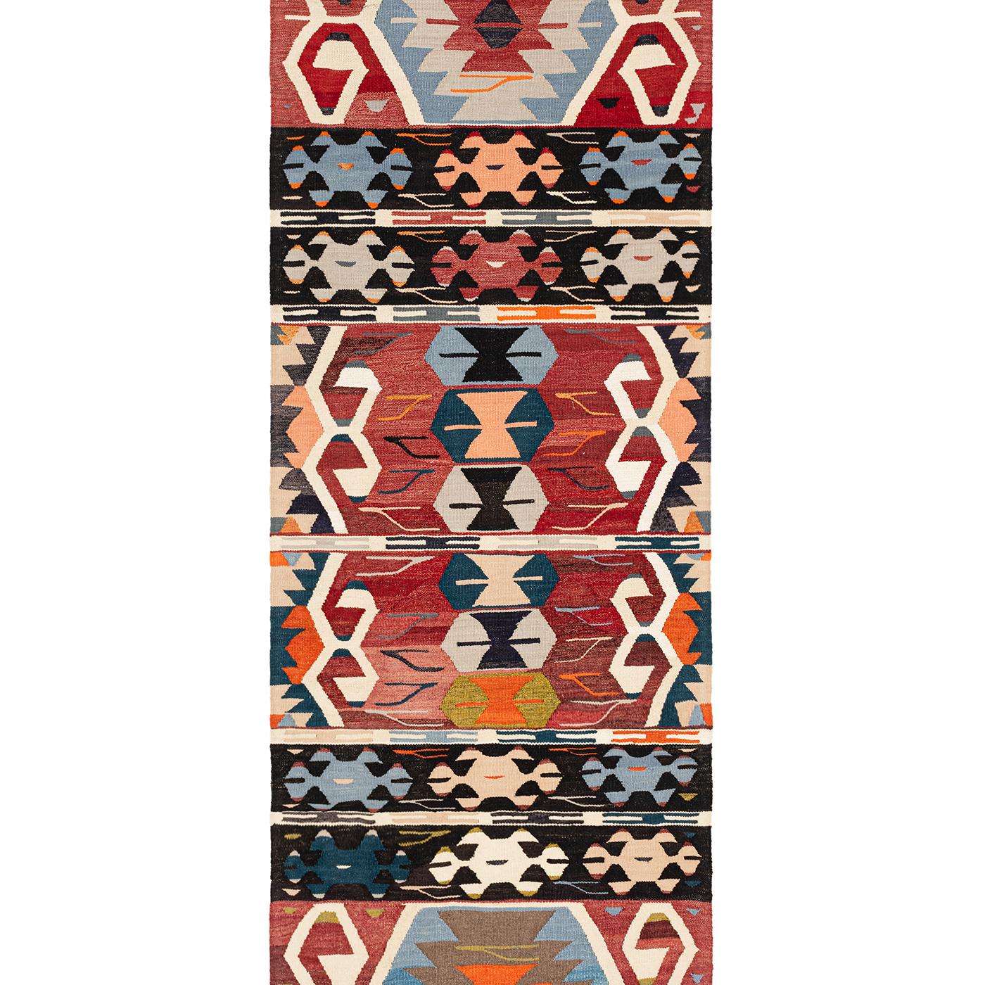 Contemporary Recycled Yarn Kilim No.02 Runner Original Flatweave Rug by Knots Rugs For Sale