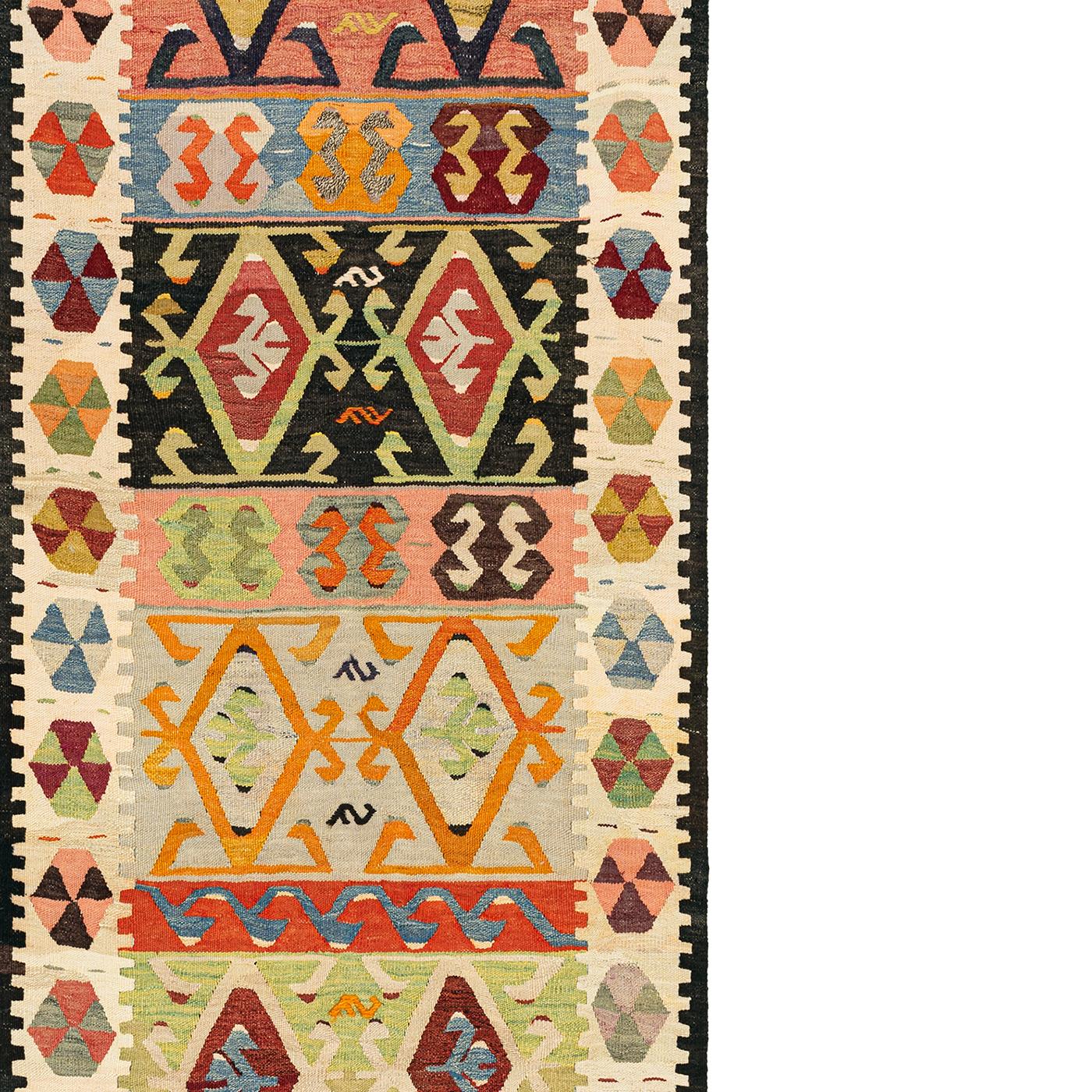 Recycelter Yarn Kilim No.03 Läufer Original Flachgewebe-Teppich von Knots Rugs (Türkisch) im Angebot