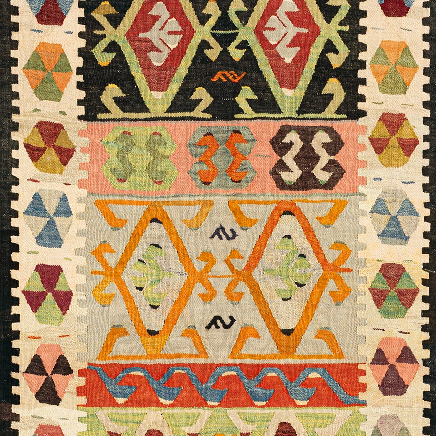 Recycelter Yarn Kilim No.03 Läufer Original Flachgewebe-Teppich von Knots Rugs (Handgewebt) im Angebot