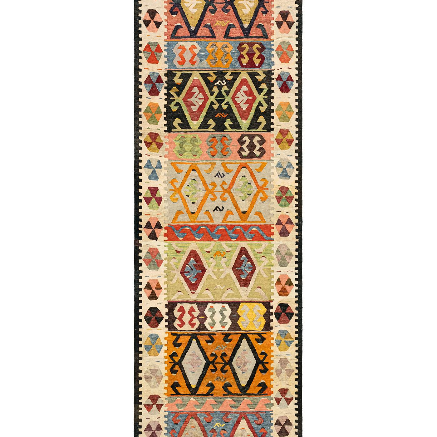 Recycled Yarn Kilim No.03 Runner Original Flatweave Rug by Knots Rugs In New Condition For Sale In London, GB