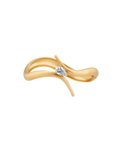 Gold Sinuous Recycled Yellow Gold Diamond Organic Sculptural Bracelet by MAZARIN