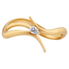 Gold Sinuous Recycled Yellow Gold Diamond Organic Sculptural Bracelet by MAZARIN