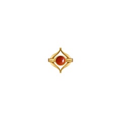 Recycled Yellow Gold Eboris Buds Orange Agate Stud Earrings by MAZARIN