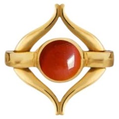 Recycled Yellow Gold Eboris Buds Orange Agate Stud Earrings by MAZARIN