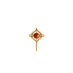 Eboris Sculptural Orange Agate Gold Drop Earrings with Diamonds by MAZARIN
