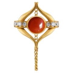 Eboris Sculptural Orange Agate Gold Drop Earrings with Diamonds by MAZARIN