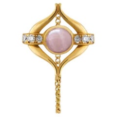 Eboris Sculptural Pink Opal Gold Drop Earrings with Diamonds by MAZARIN