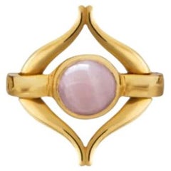 Recycled Yellow Gold Pink Opal Stud Earrings by MAZARIN, 2026