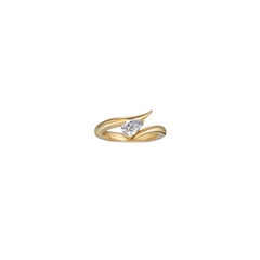 Curved Yellow Gold Diamond Contemporary Eboris Ring by MAZARIN