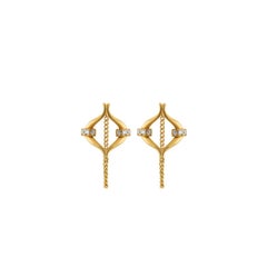 Eboris Sculptural Recycled Gold Pavé Link Earrings by MAZARIN