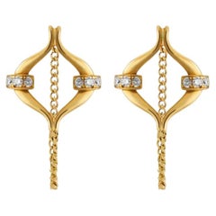 Eboris Sculptural Recycled Gold Pavé Link Earrings by MAZARIN