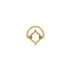 Recycled Yellow Gold Eboris Link Paved Ring Mint Green by MAZARIN