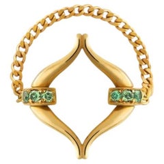 Recycled Yellow Gold Eboris Link Paved Ring Mint Green by MAZARIN