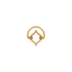 Recycled Yellow Gold Eboris Link Paved Ring Pink Martini by MAZARIN