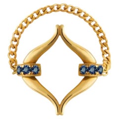 Recycled Yellow Gold Eboris Link Paved Ring Riviera Blue by MAZARIN