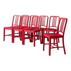 Red 1006 Plastic Navy Chairs by Emeco