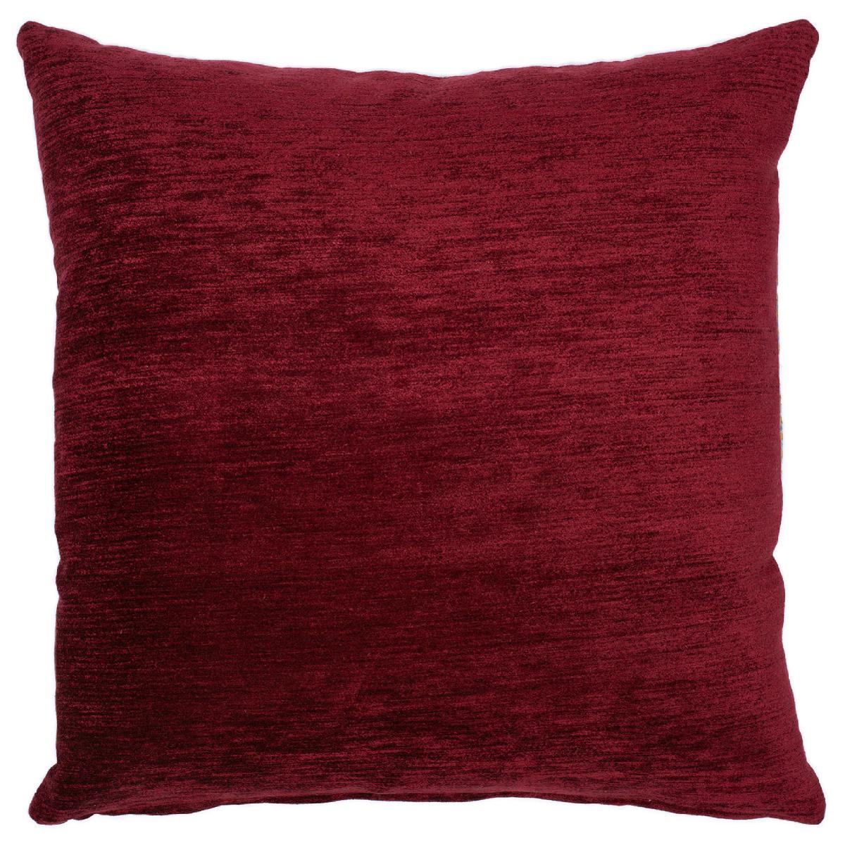 COLOUR: Red 
FRONT MATERIAL: 76% Viscose, 11% Polyester, 13% Cotton Jacquard woven fabric
BACK MATERIAL: Chenille 
FILLER: Feather
STOCK SIZE: 60cm x 60cm (approx)
ORIGIN: Fabric produced in Turkey, cushions made in the UK

Here at Knots we have