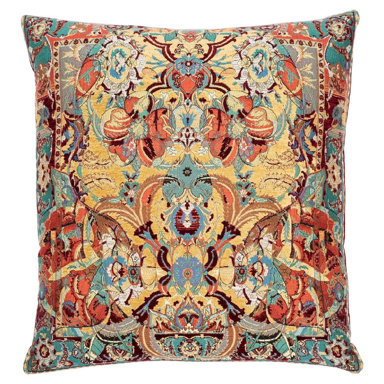 Red 17th Century Modern Skull Cushion by Knots Rugs For Sale