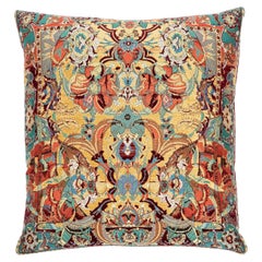 Red 17th Century Modern Skull Cushion by Knots Rugs