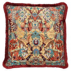 Coussin crâne rouge du 17e siècle Modernity avec frange rouge par Knots Rugs