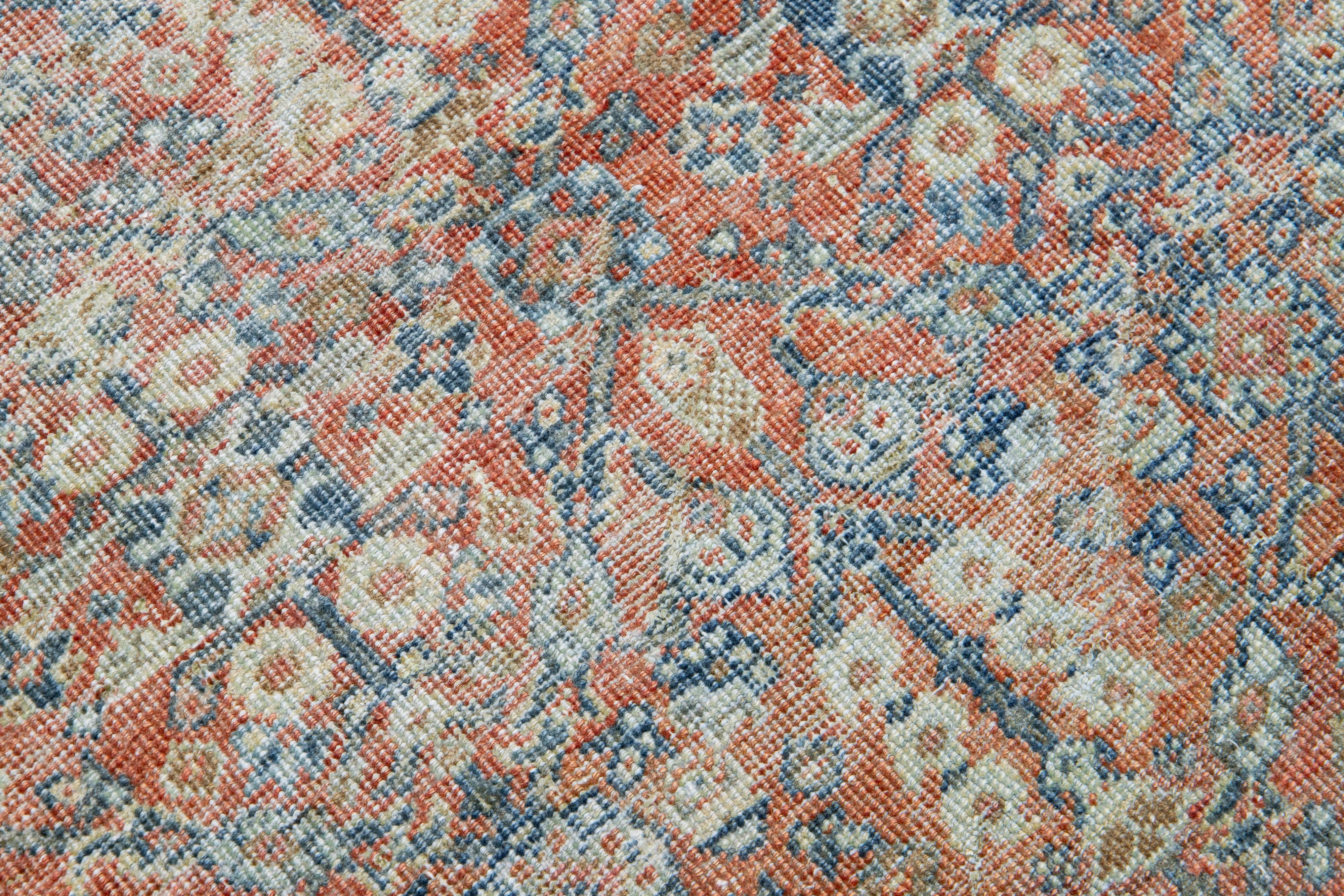 20th Century Red 1920s Persian Mahal  Wool Runner with Allover Floral Pattern For Sale