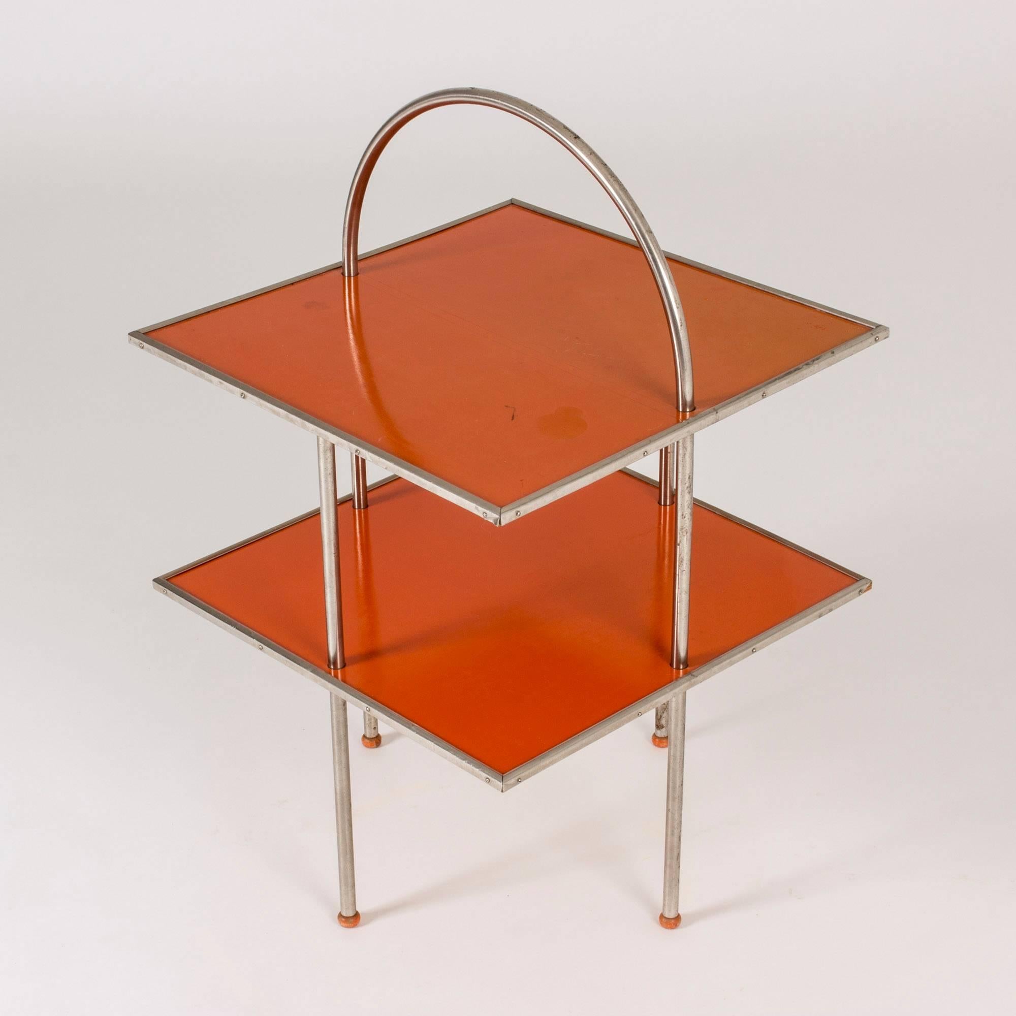 Swedish Red 1930s Functionalist Side Table