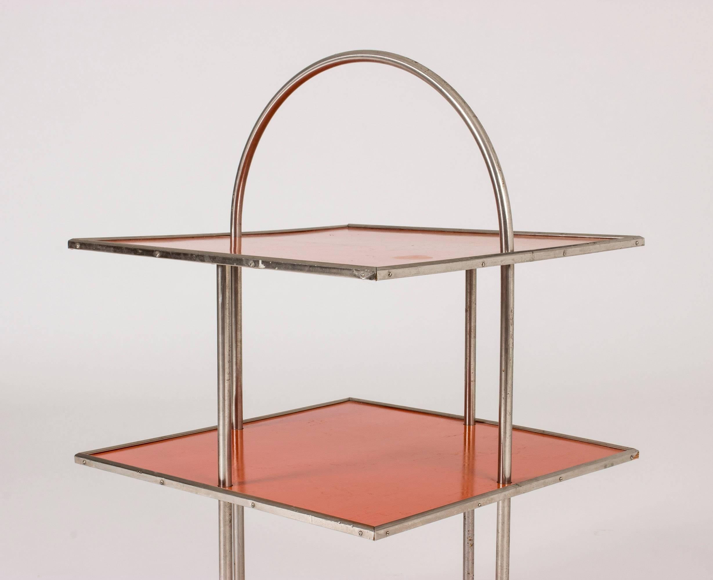 Red 1930s Functionalist Side Table In Good Condition In Stockholm, SE