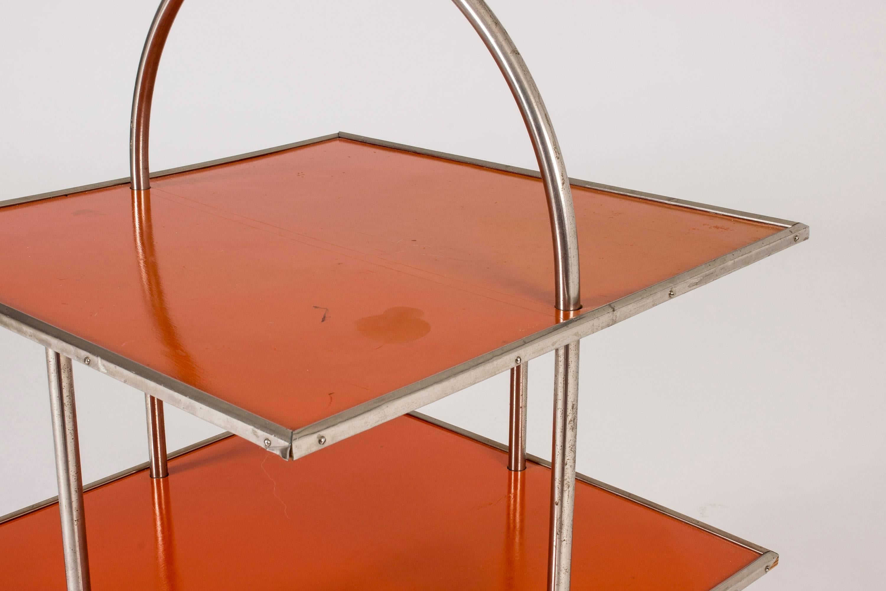 Metal Red 1930s Functionalist Side Table