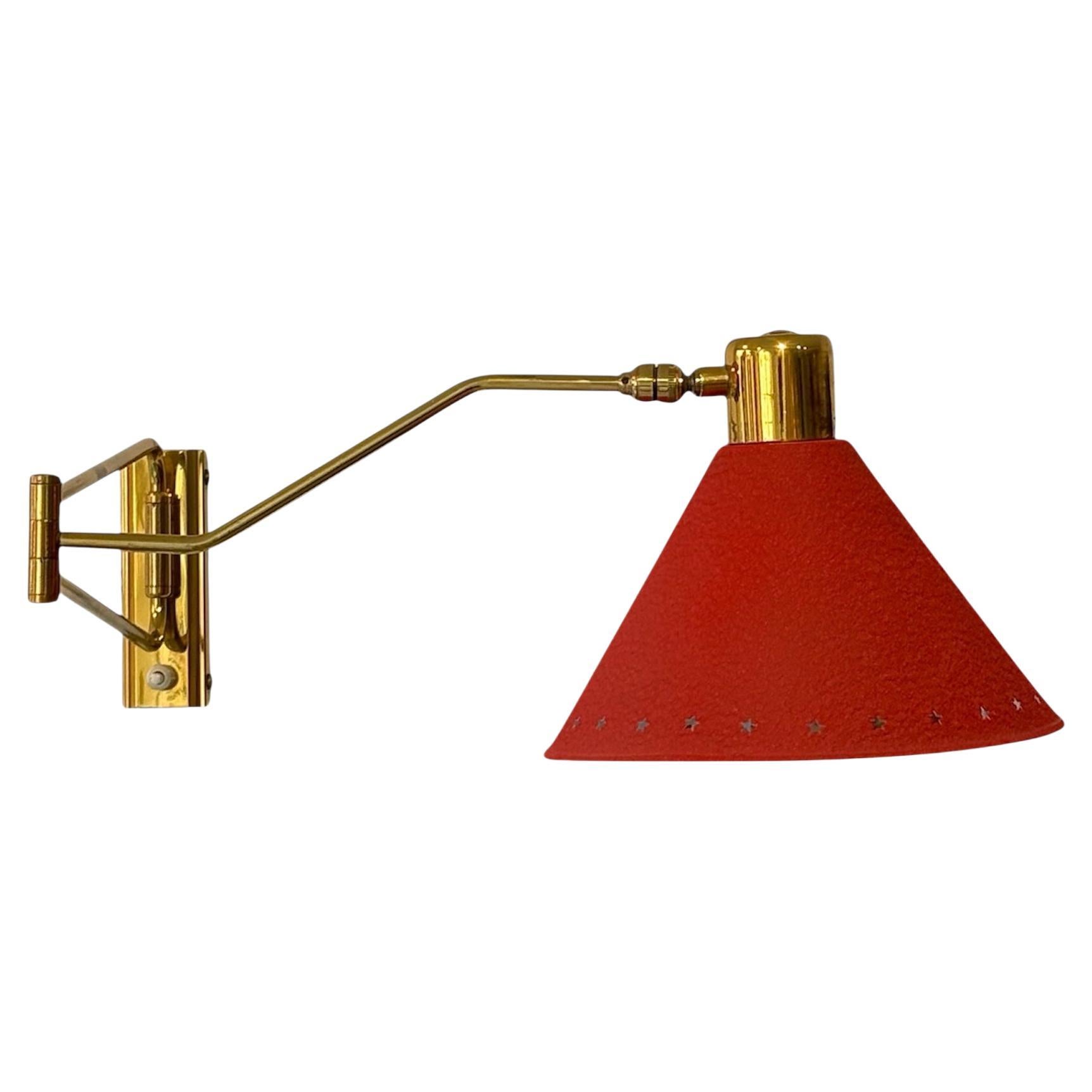 Red 1950s French wall light by René Mathieu for Lunel For Sale