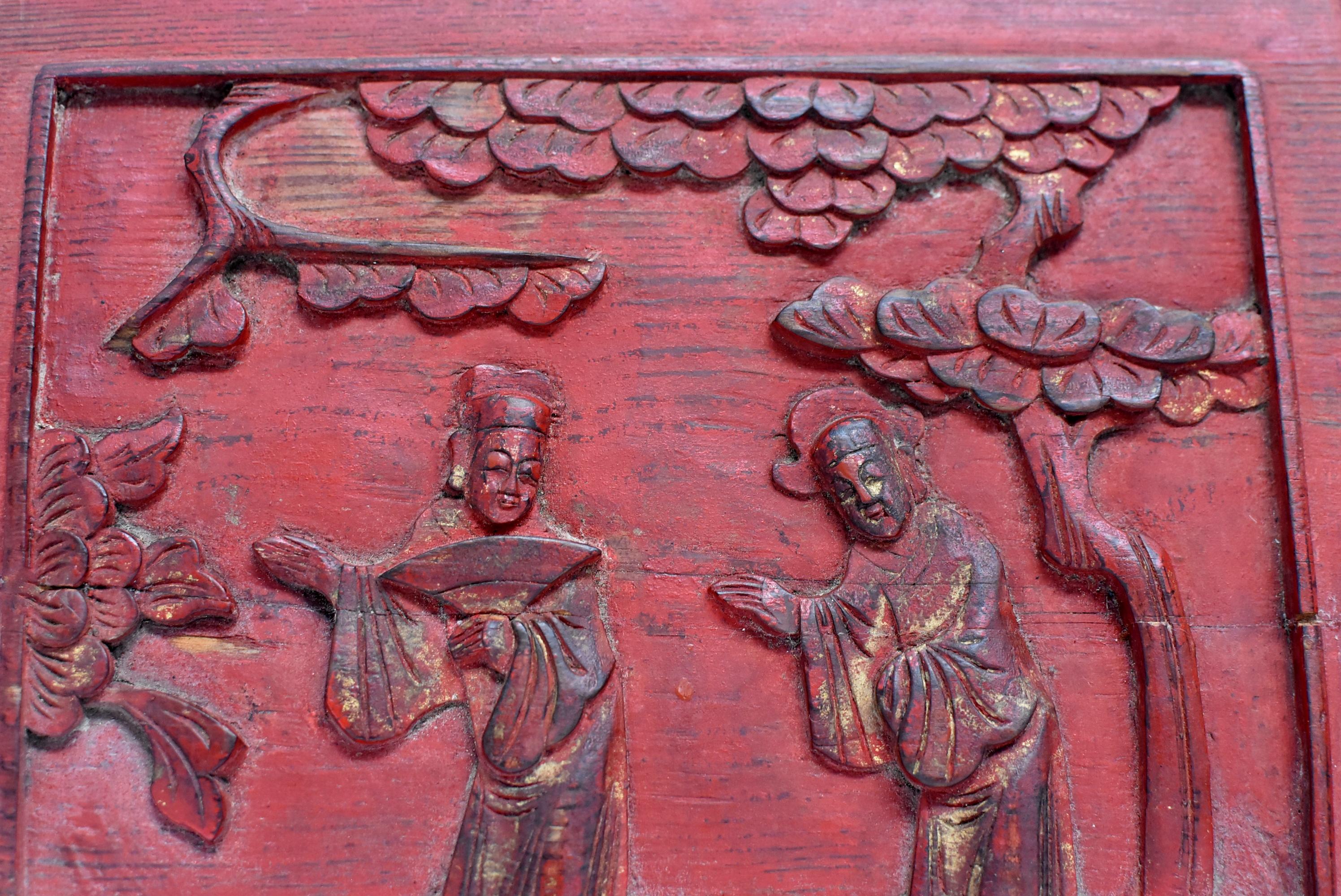 Red 19th Century Carved Panel, Official Friends 4
