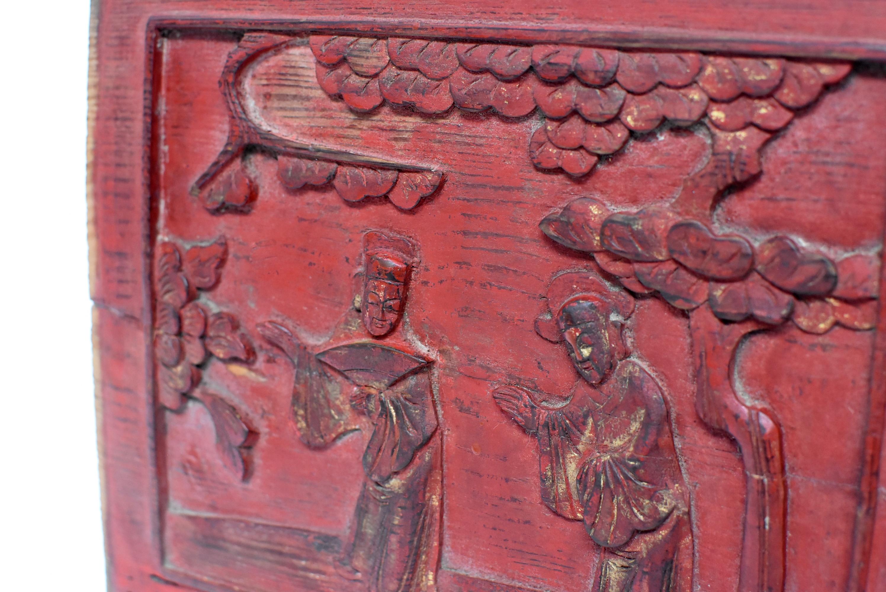 Red 19th Century Carved Panel, Official Friends 5