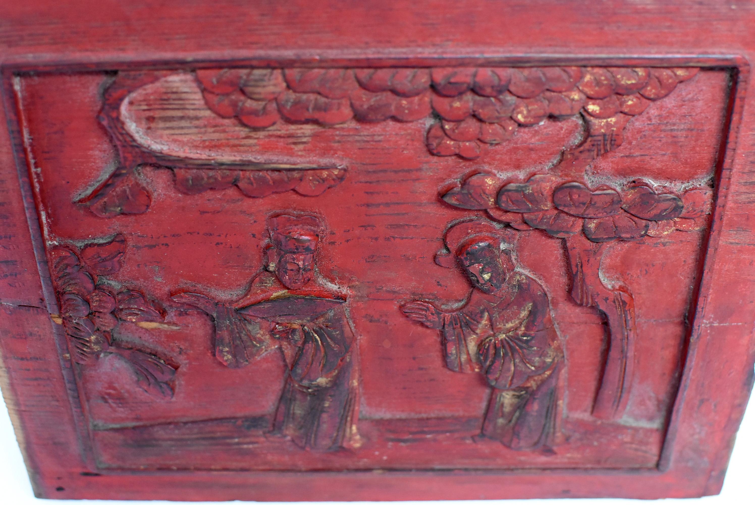Red 19th Century Carved Panel, Official Friends 3