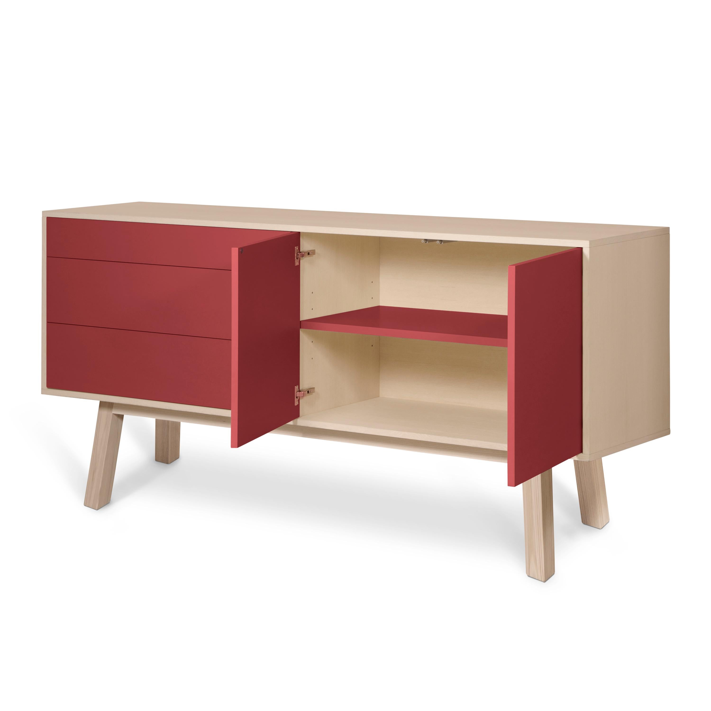 Rotes Sideboard, skandinavisch-viktorianisches Design Eric Gizard, Paris + 10 Farben verfügbar im Angebot 2
