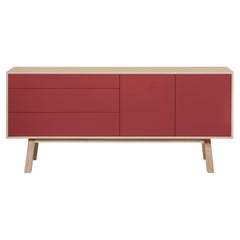 Rotes Sideboard, skandinavisch-viktorianisches Design Eric Gizard, Paris + 10 Farben verfügbar