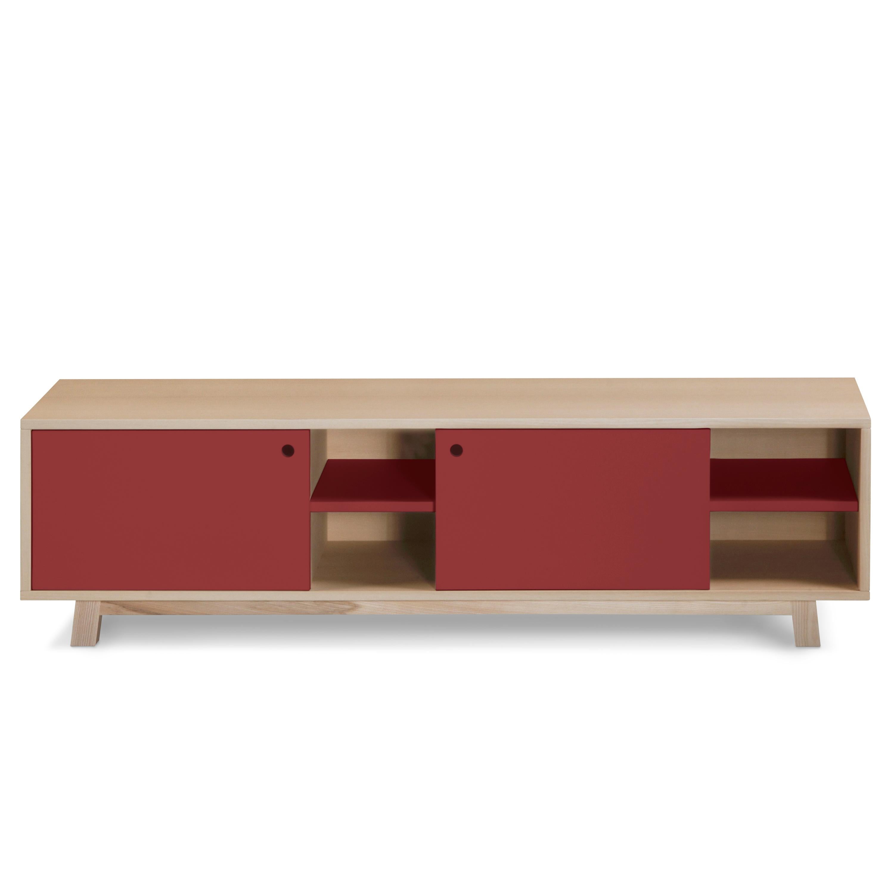red tv cabinet