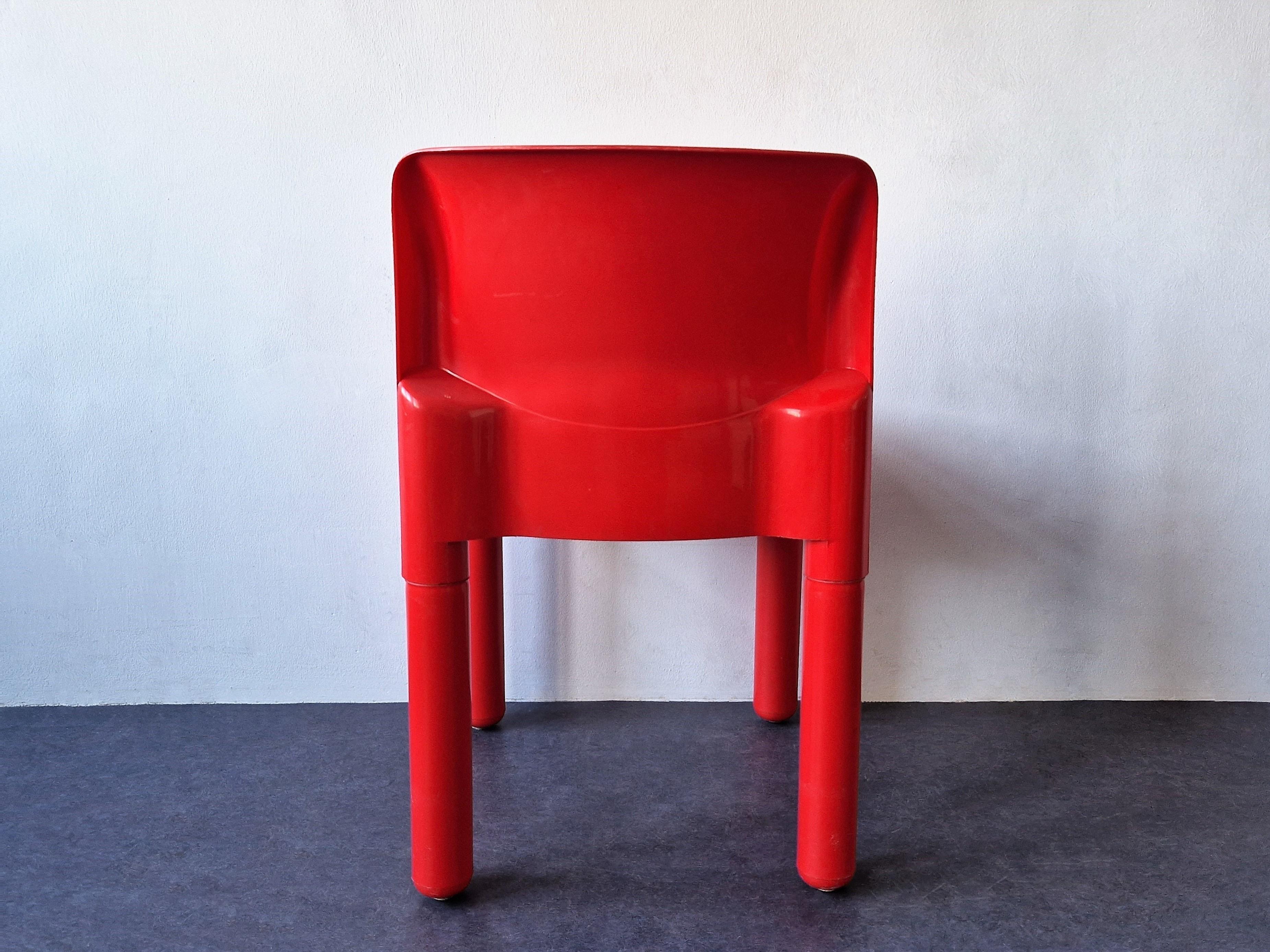 Mid-Century Modern Chaise rouge 4875 de Carlo Bartoli pour Kartell, Italie 1972 en vente