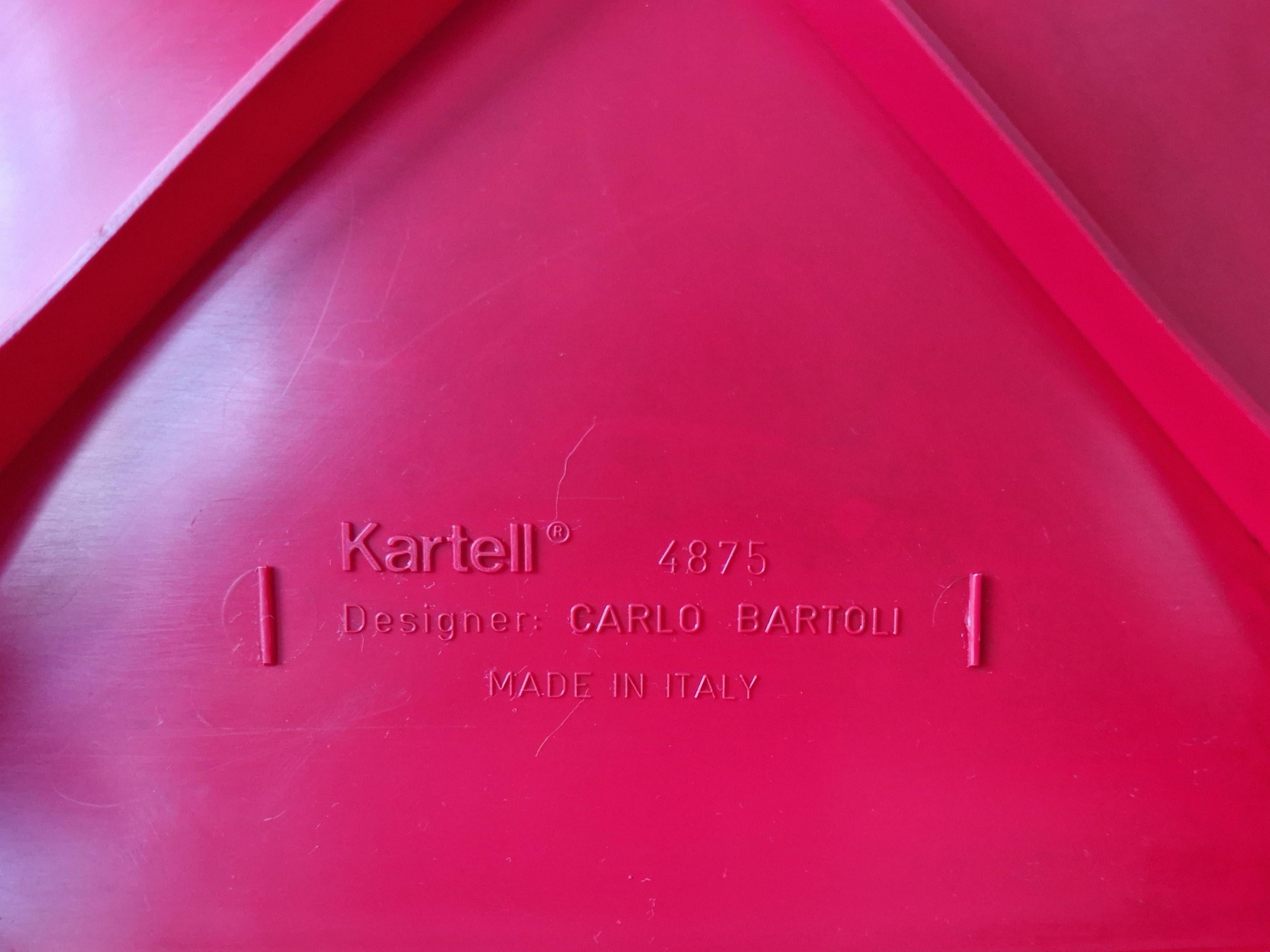 italien Chaise rouge 4875 de Carlo Bartoli pour Kartell, Italie 1972 en vente